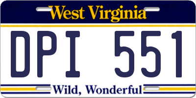 WV license plate DPI551