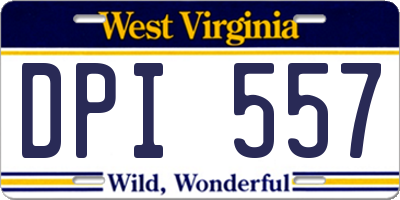 WV license plate DPI557