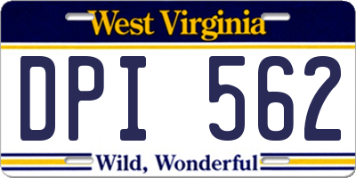 WV license plate DPI562