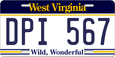 WV license plate DPI567