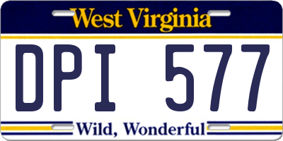 WV license plate DPI577