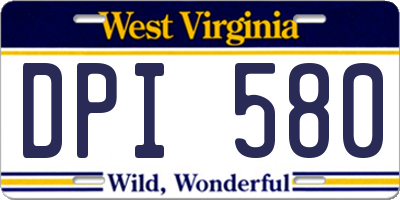 WV license plate DPI580