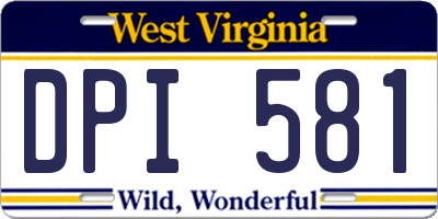WV license plate DPI581