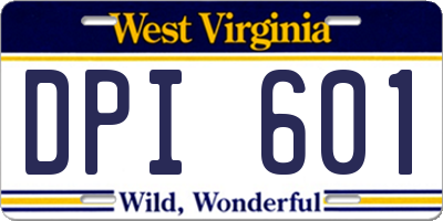 WV license plate DPI601