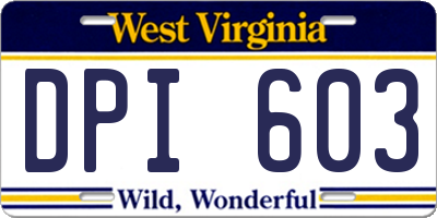 WV license plate DPI603