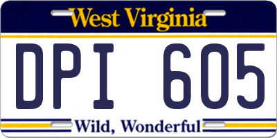 WV license plate DPI605