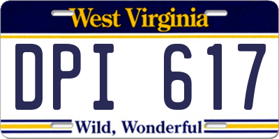 WV license plate DPI617