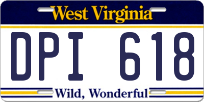 WV license plate DPI618