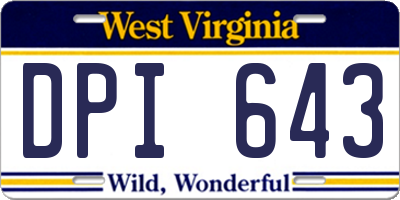 WV license plate DPI643