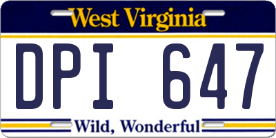 WV license plate DPI647