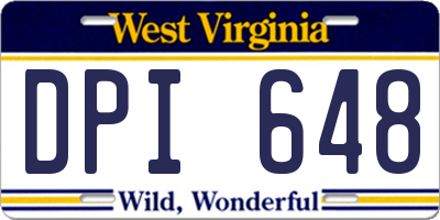 WV license plate DPI648