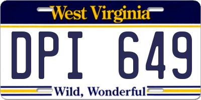 WV license plate DPI649
