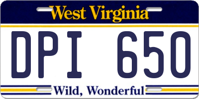 WV license plate DPI650