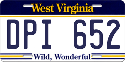WV license plate DPI652