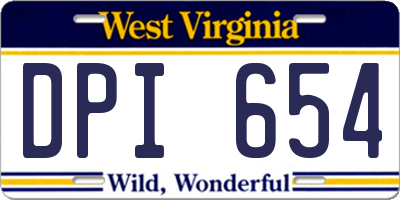 WV license plate DPI654