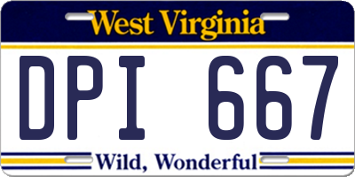 WV license plate DPI667