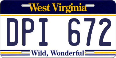 WV license plate DPI672