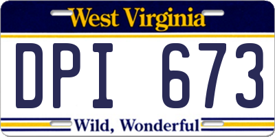 WV license plate DPI673