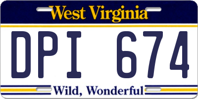 WV license plate DPI674