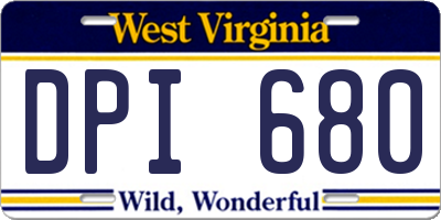 WV license plate DPI680