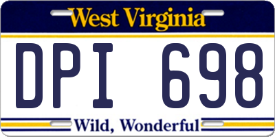 WV license plate DPI698
