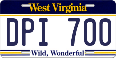WV license plate DPI700
