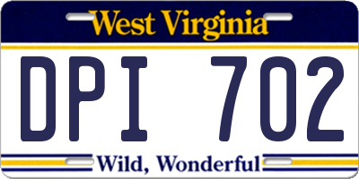 WV license plate DPI702