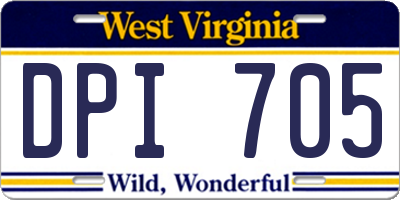 WV license plate DPI705