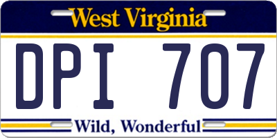 WV license plate DPI707