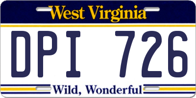 WV license plate DPI726