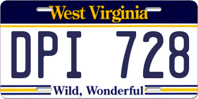 WV license plate DPI728