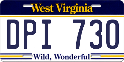 WV license plate DPI730
