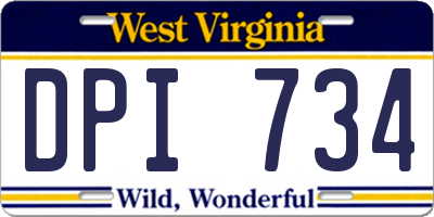 WV license plate DPI734