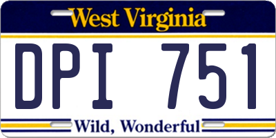 WV license plate DPI751