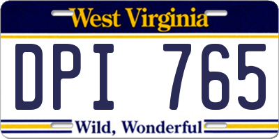 WV license plate DPI765