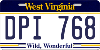 WV license plate DPI768