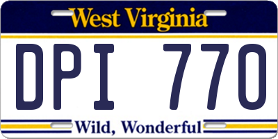 WV license plate DPI770