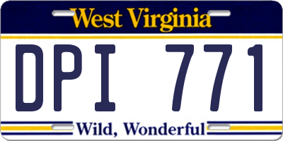 WV license plate DPI771