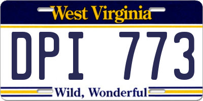 WV license plate DPI773