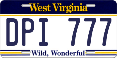 WV license plate DPI777