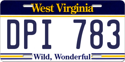 WV license plate DPI783