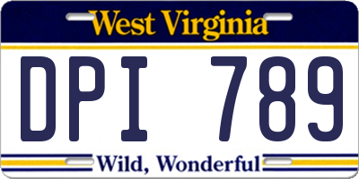 WV license plate DPI789