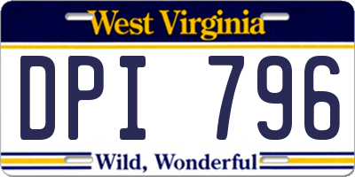WV license plate DPI796