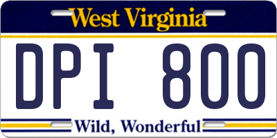 WV license plate DPI800