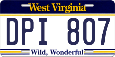 WV license plate DPI807