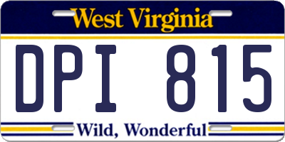 WV license plate DPI815