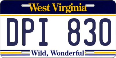 WV license plate DPI830