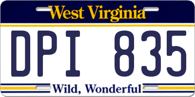 WV license plate DPI835