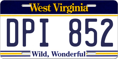 WV license plate DPI852