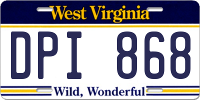 WV license plate DPI868